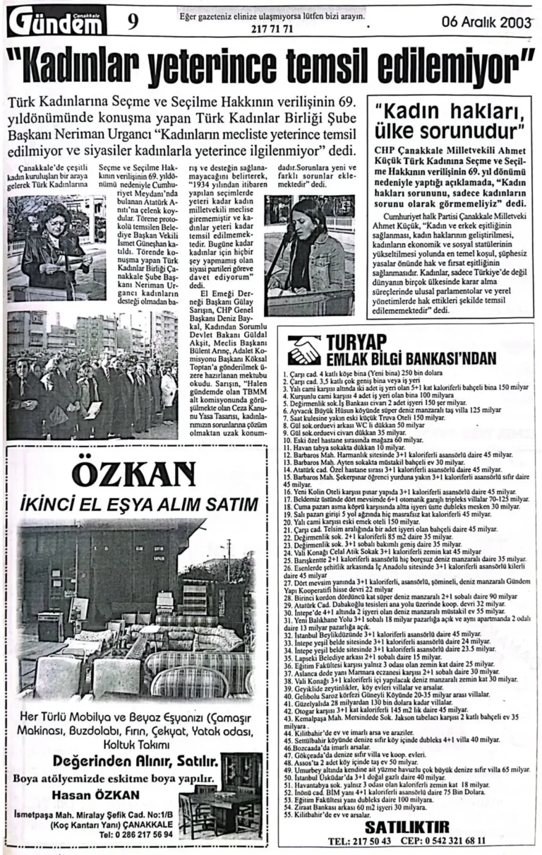 Kadınlar Yeterince Temsil Edilemiyor