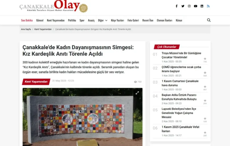 Kız Kardeşlik Anıtı Törenle Açıldı