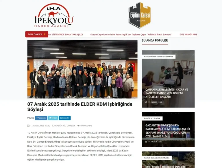 07 Aralık 2025 tarihinde ELDER KDM işbirliğinde Söyleşi