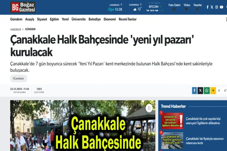 Çanakkale Halk Bahçesinde ‘yeni yıl pazarı’ kurulacak
