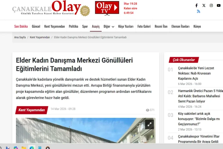 Elder Kadın Danışma Merkezi Gönüllüleri Eğitimlerini Tamamladı