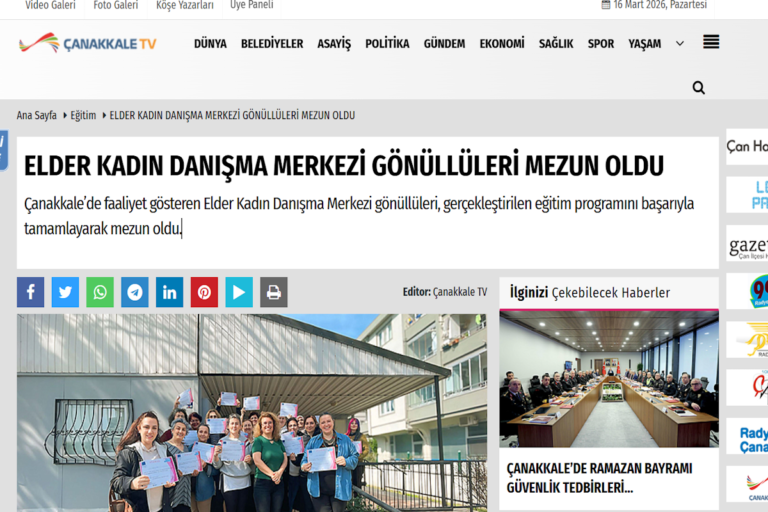 Çanakkale Kadın Dayanışma Merkezi Gönüllüleri Mezun Oldu