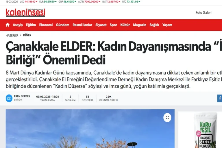 Çanakkale ELDER: Kadın Dayanışmasında “İp Birliği” Önemli Dedi